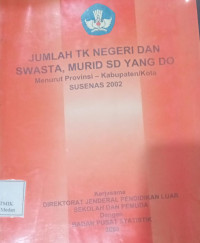 Image of Jumlah TK Negeri Dan Swasta, Murid SD Yang DO : Menurut Provinsi - Kabupaten/Kota SUSENAS 2002
